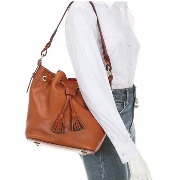 Dooney and Bourke Tasha Florentine Leather Drawstring Shoulder Bag Natural EUC - Picture 12 of 15